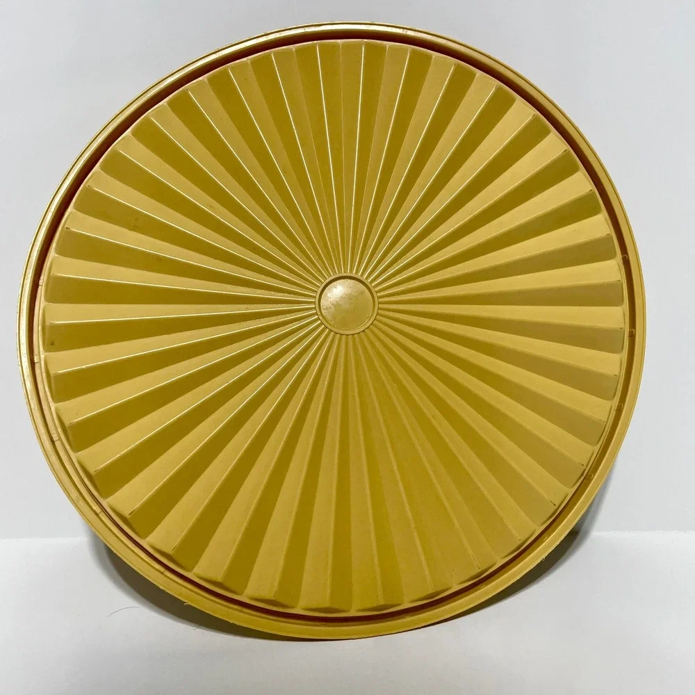 Vintage Tupperware Servalier Bowl Harvest Gold Yellow Sunburst Lid 881-7‎ Large
